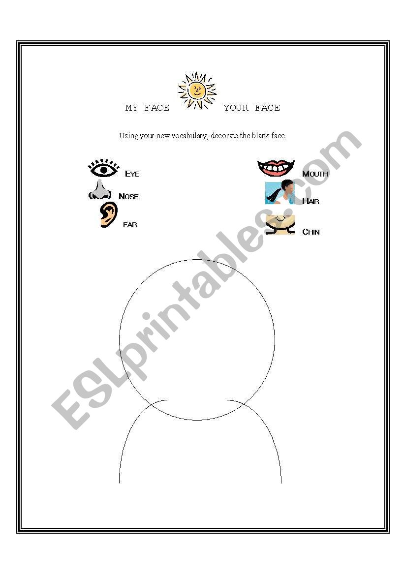 My face/ Your Face worksheet