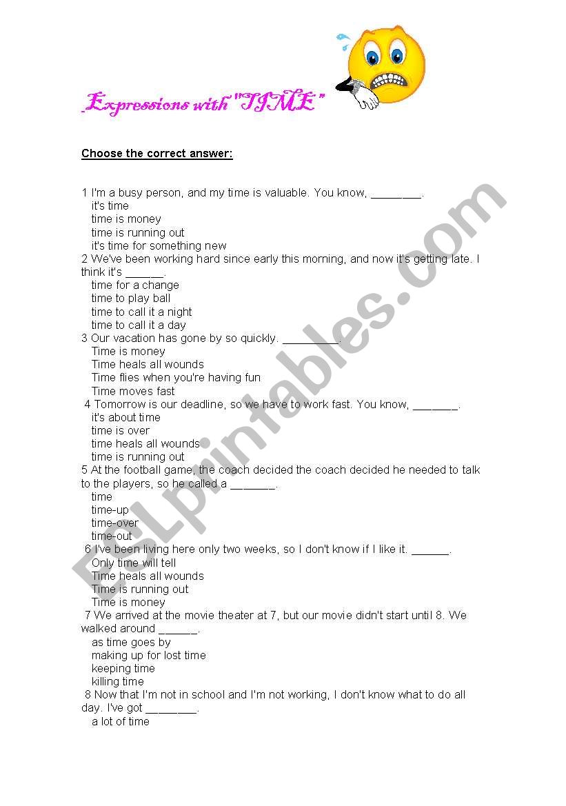 EXPRESSIONS WITH TIME worksheet