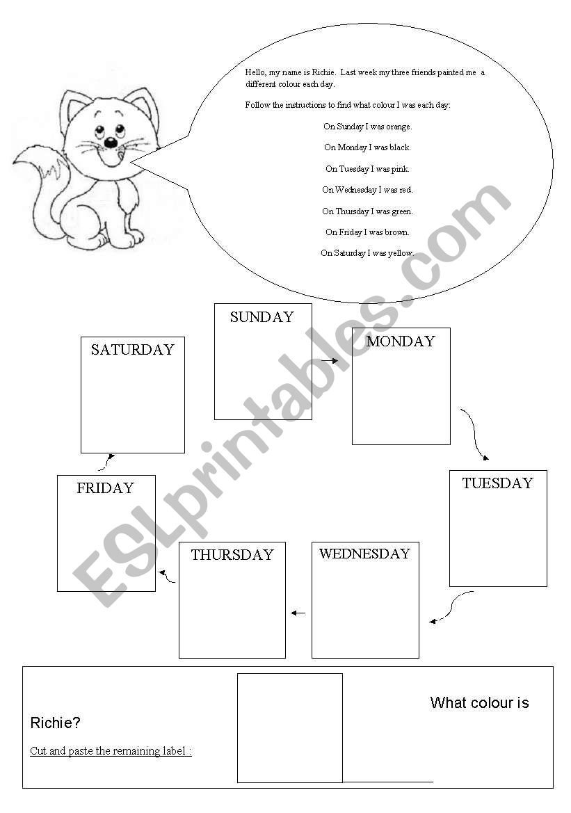 Find Richies colour worksheet