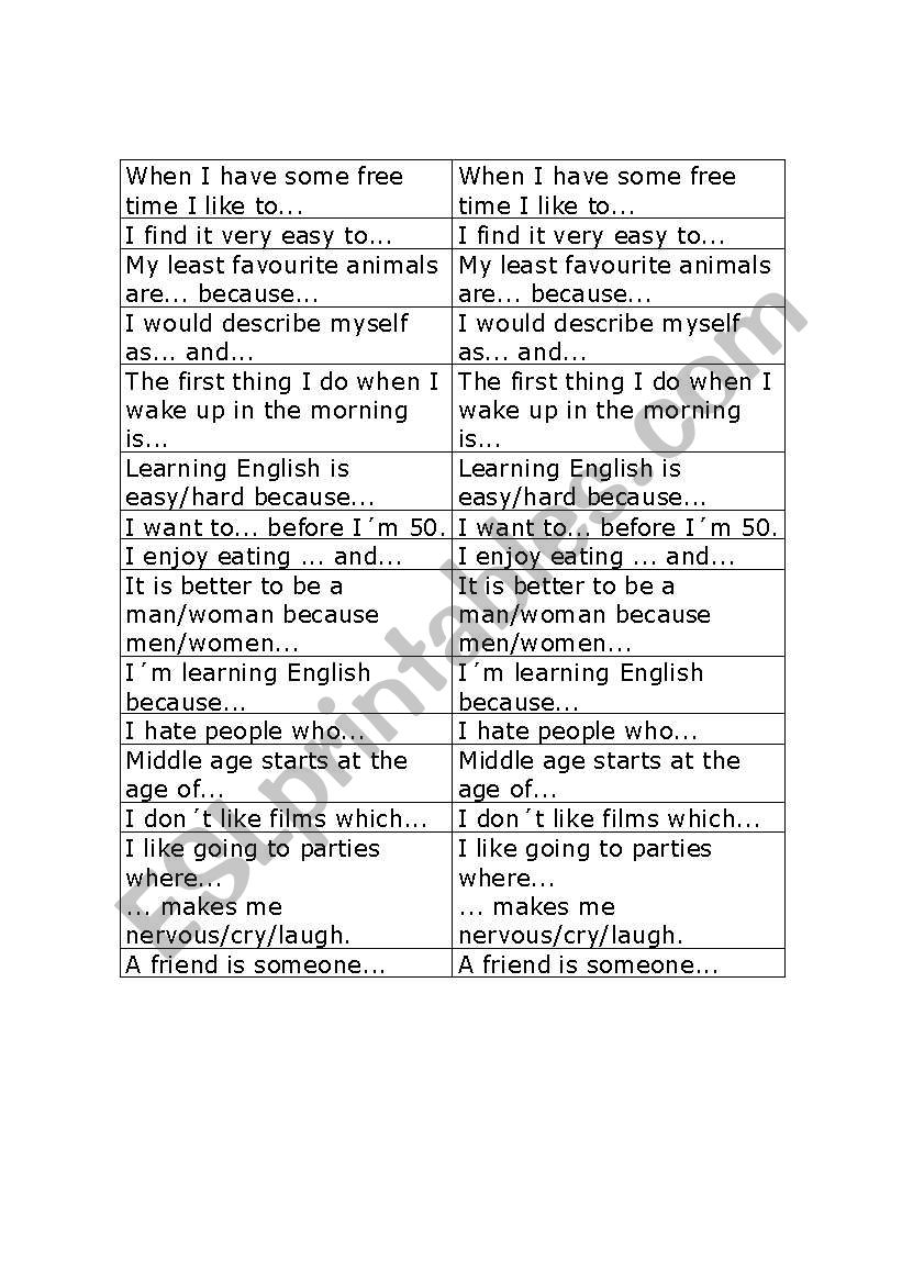 Conversation Activity worksheet