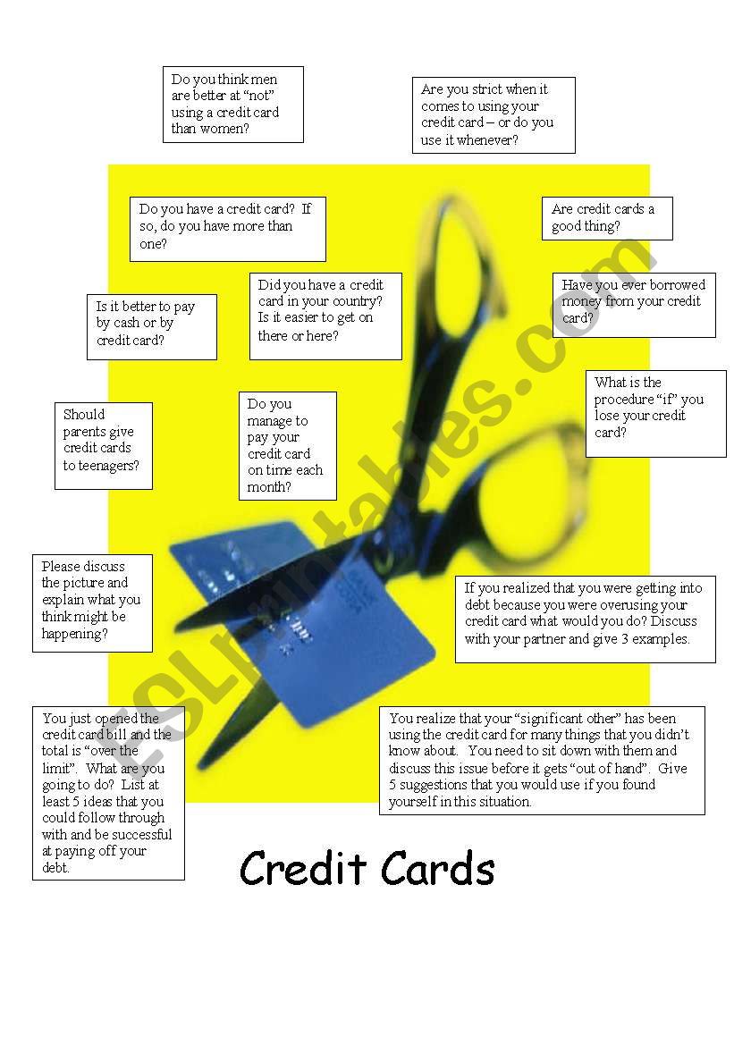 Credit card questions for conversation class