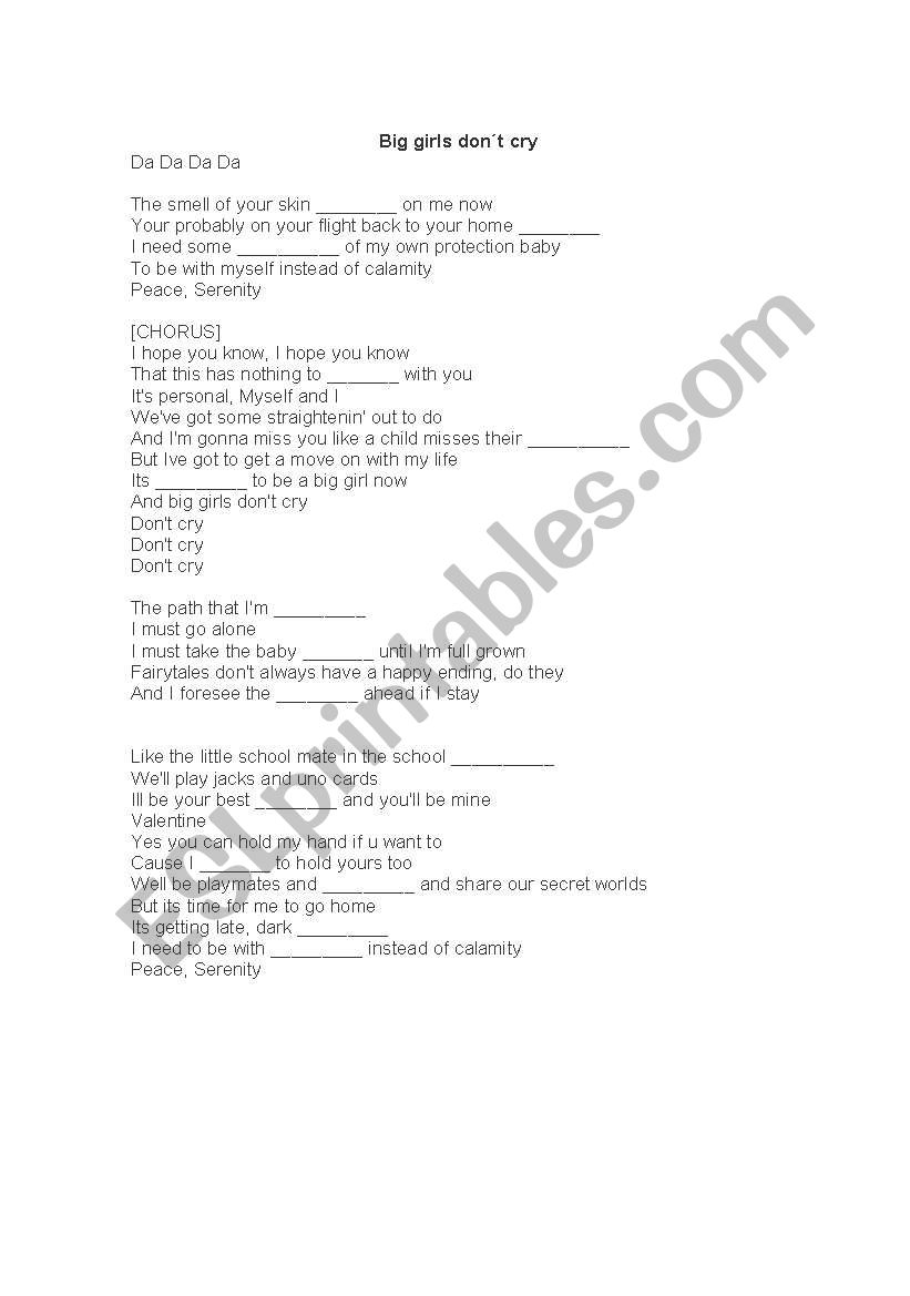 Great song worksheet