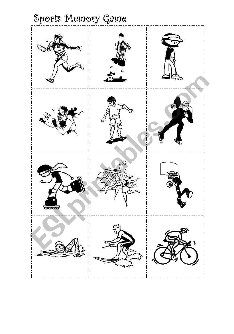 Sports memory game-( Black and white version)