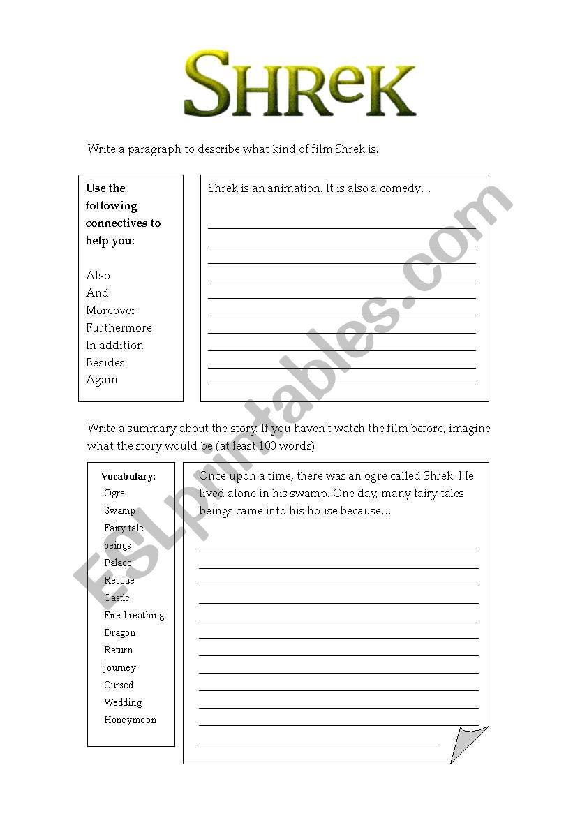 Shrek  worksheet