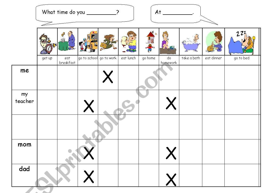 What time do you...? worksheet