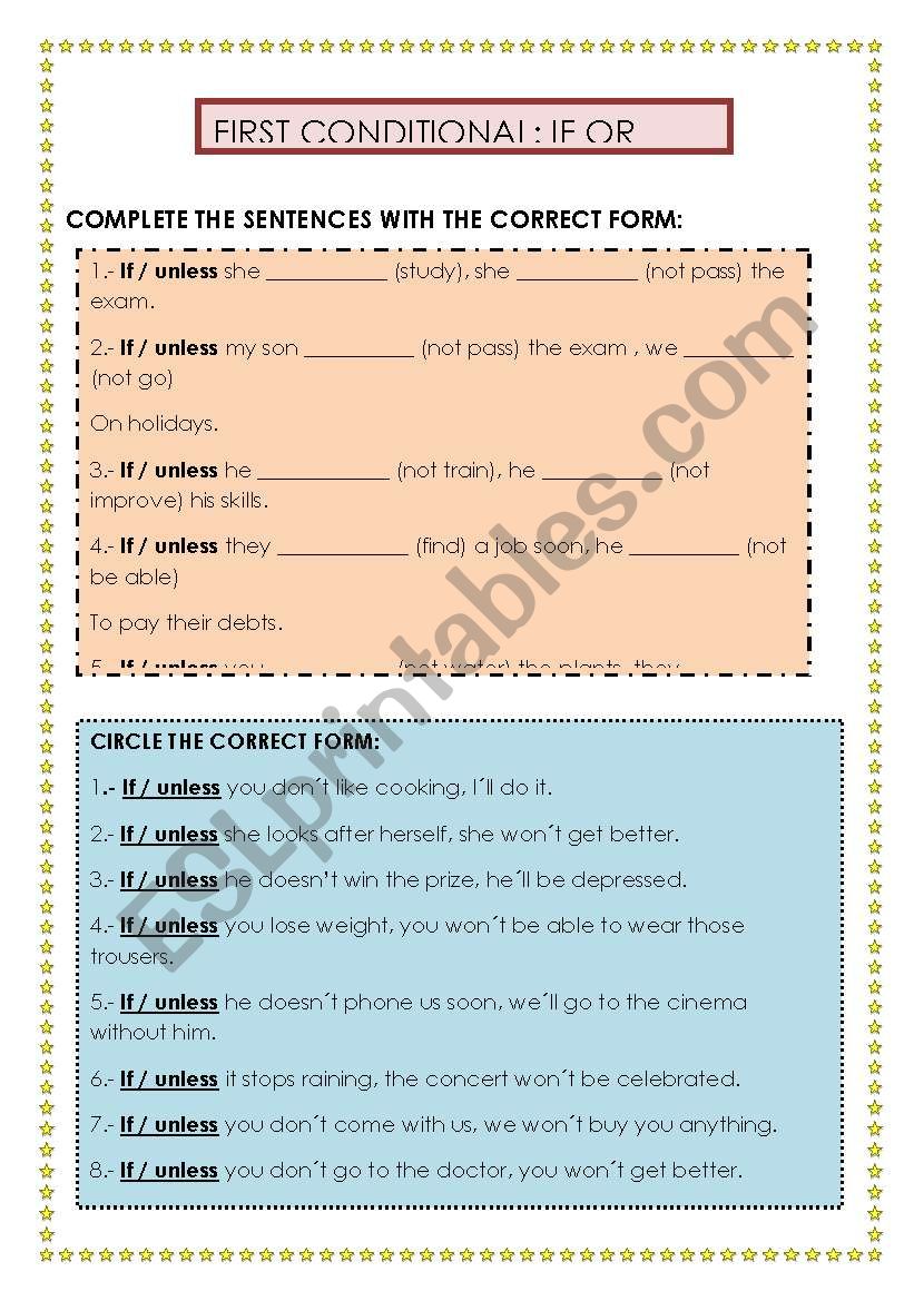 FIRST CONDITIONAL: IF OR UNLESS?