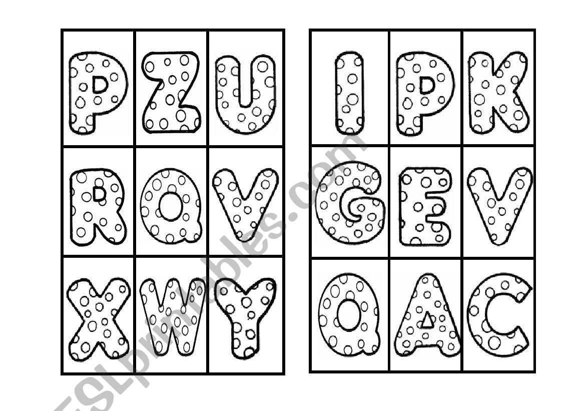 Alphabet Bingo worksheet