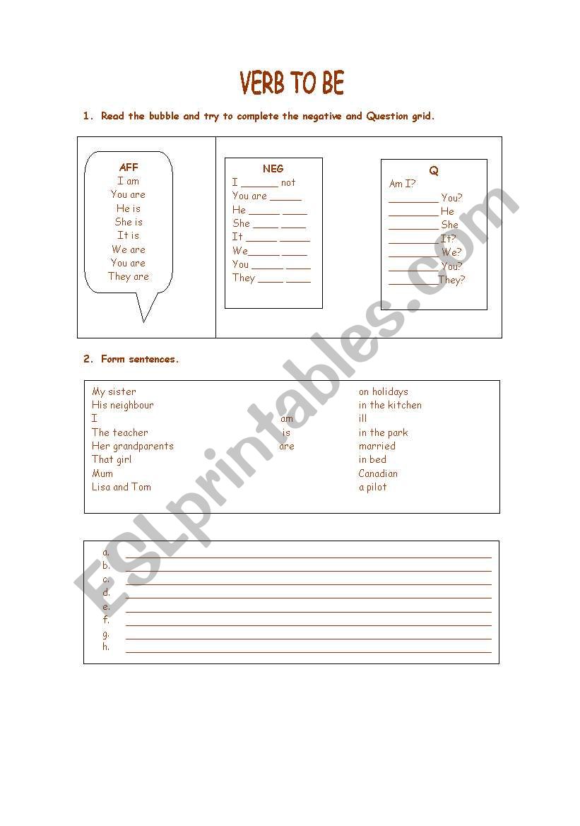 VERB TO BE worksheet