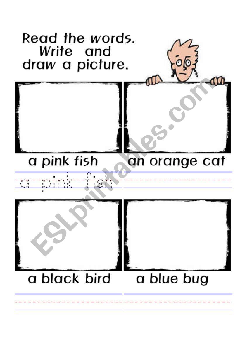 animals: read and draw worksheet