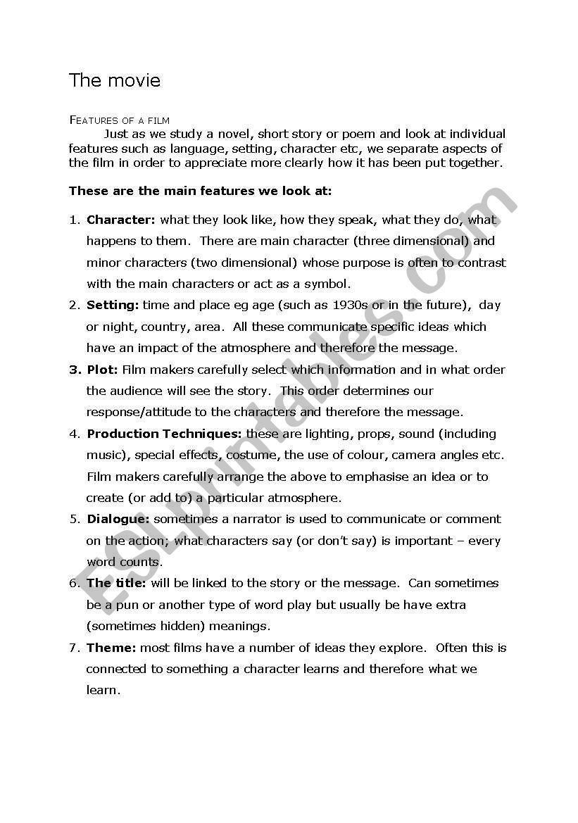 how to make a movie worksheet