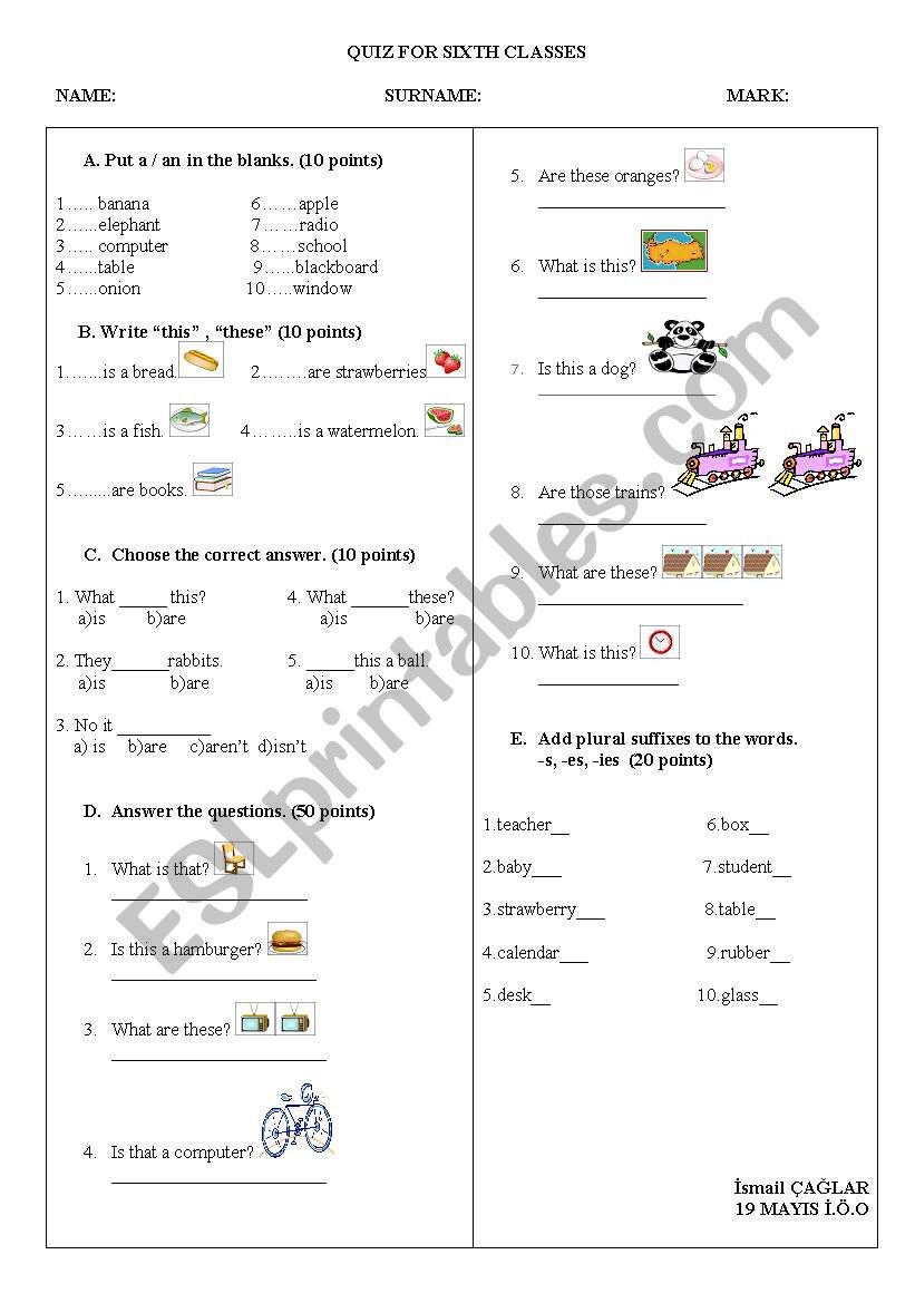 quiz worksheet