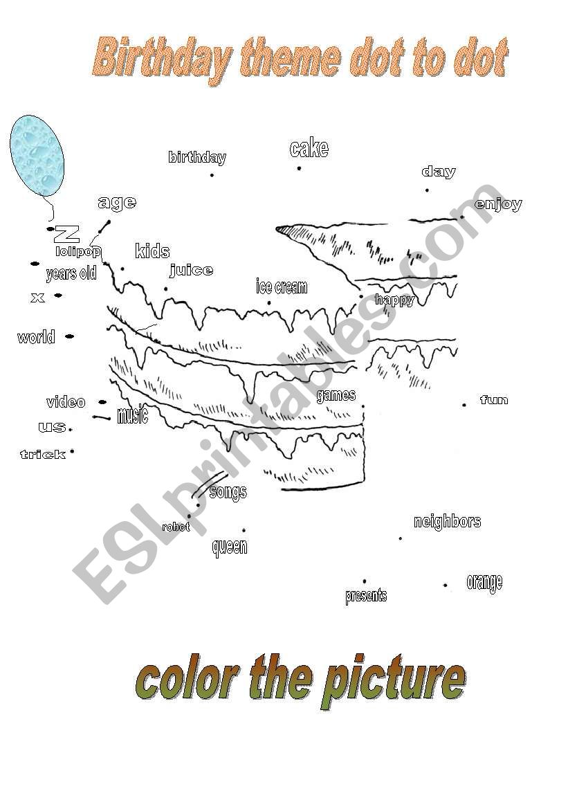 dot to dot for birthdays. worksheet