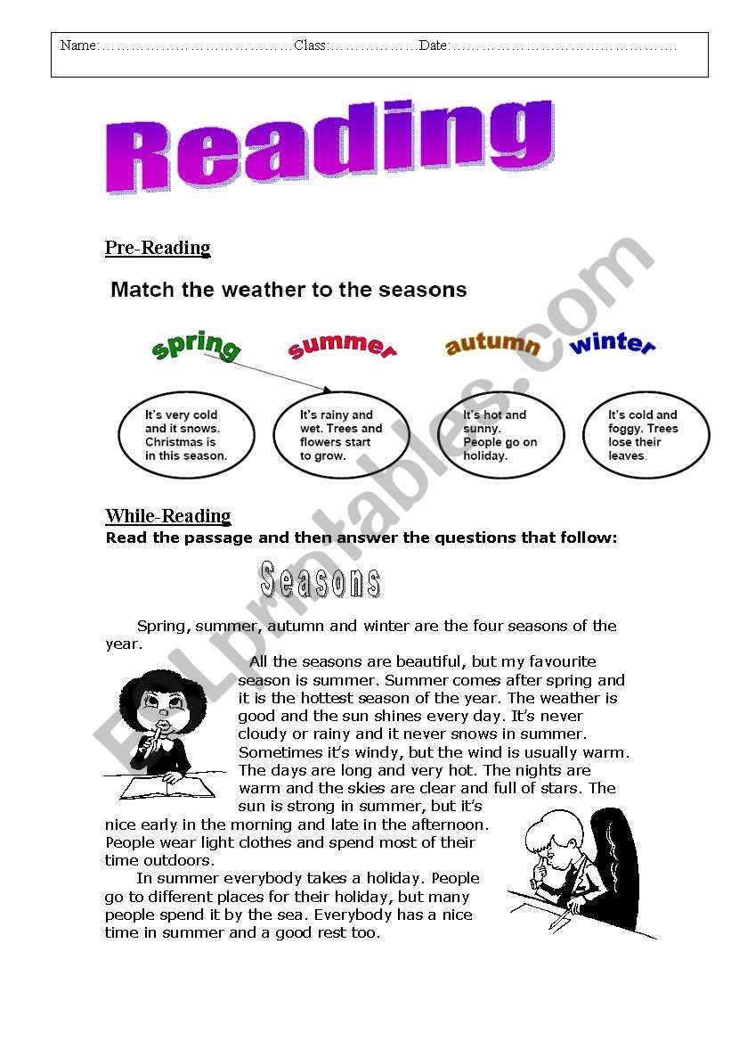 seasons and weather worksheet