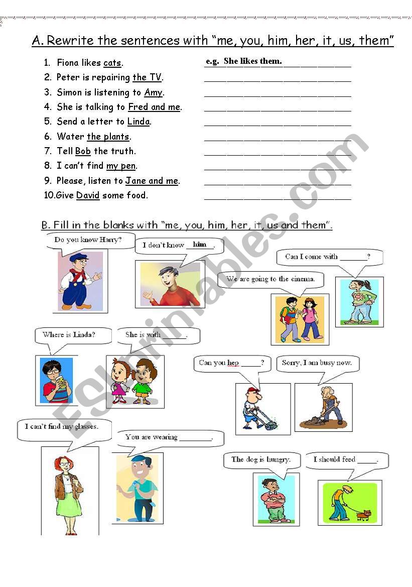 Object pronouns worksheet