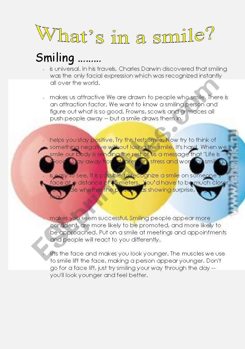 Smiles worksheet