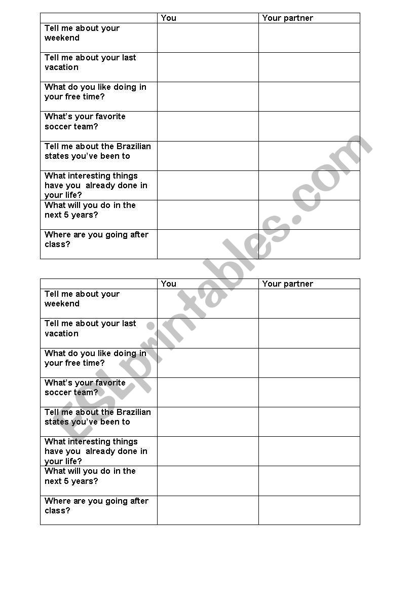 Reported speech questionaire worksheet