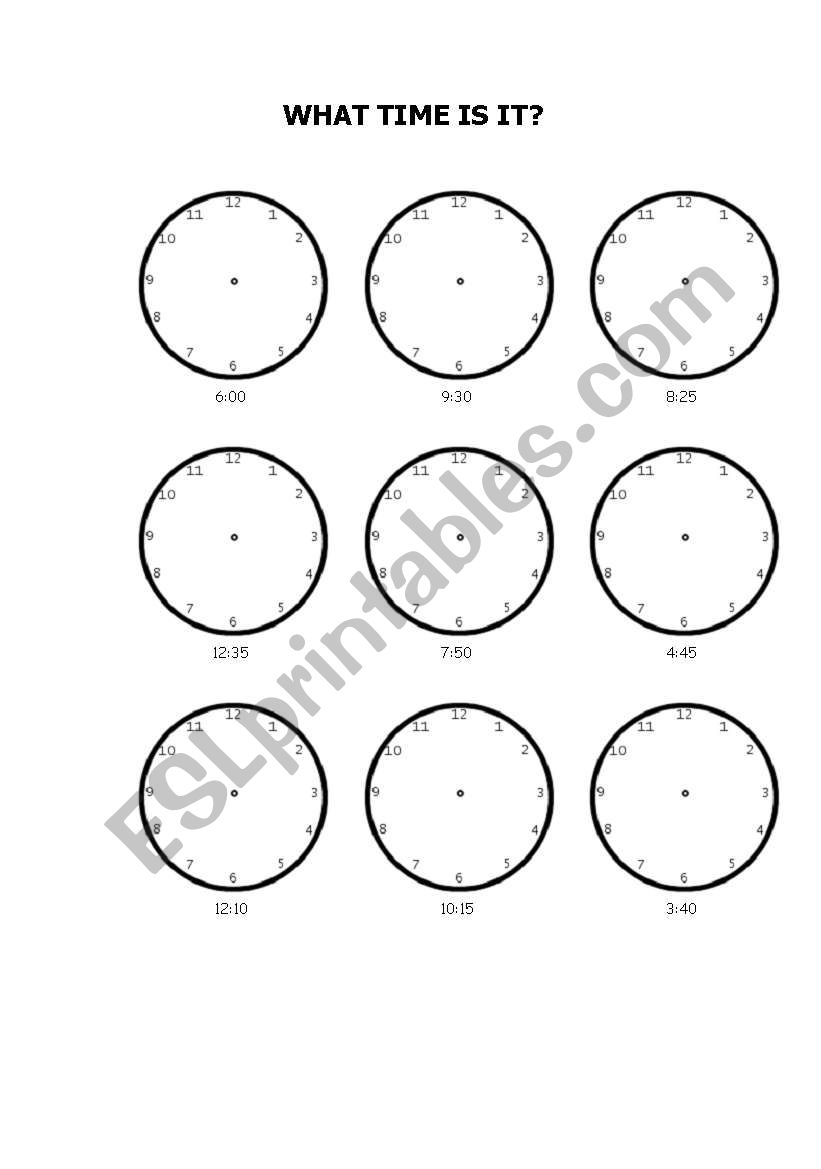 WHAT TIME IS IT? worksheet