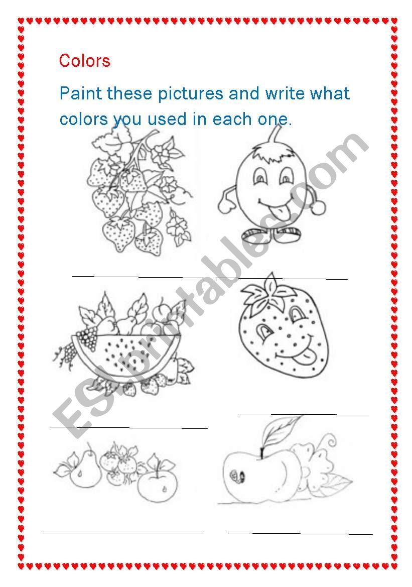 colors worksheet