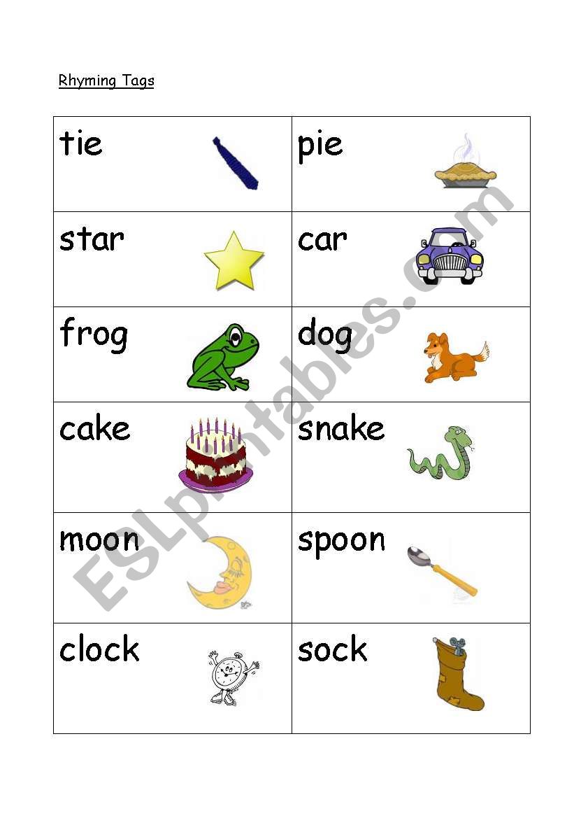 Rhyming Tags worksheet
