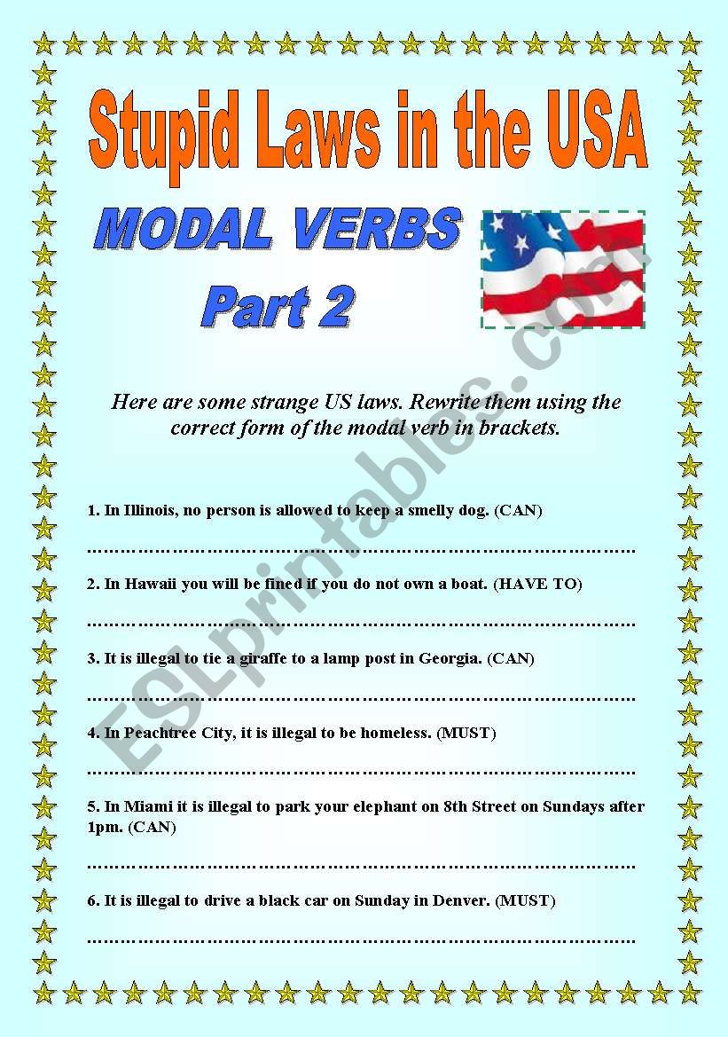 Stupid laws in the USA - modal verbs part 2