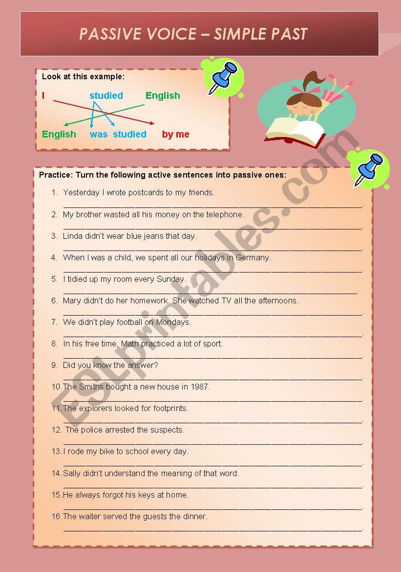 PASSIVE (PAST SIMPLE ) worksheet