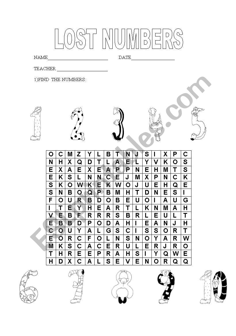 Numbers. worksheet