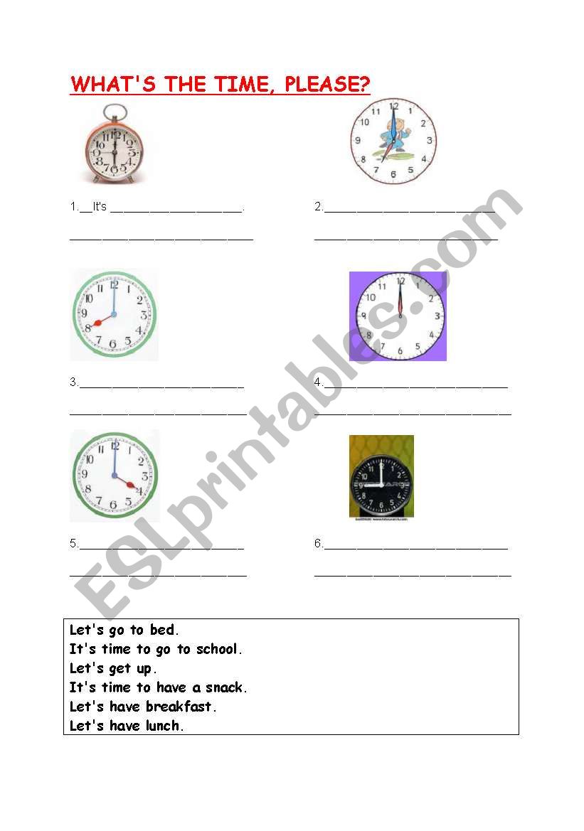 Whats the time worksheet