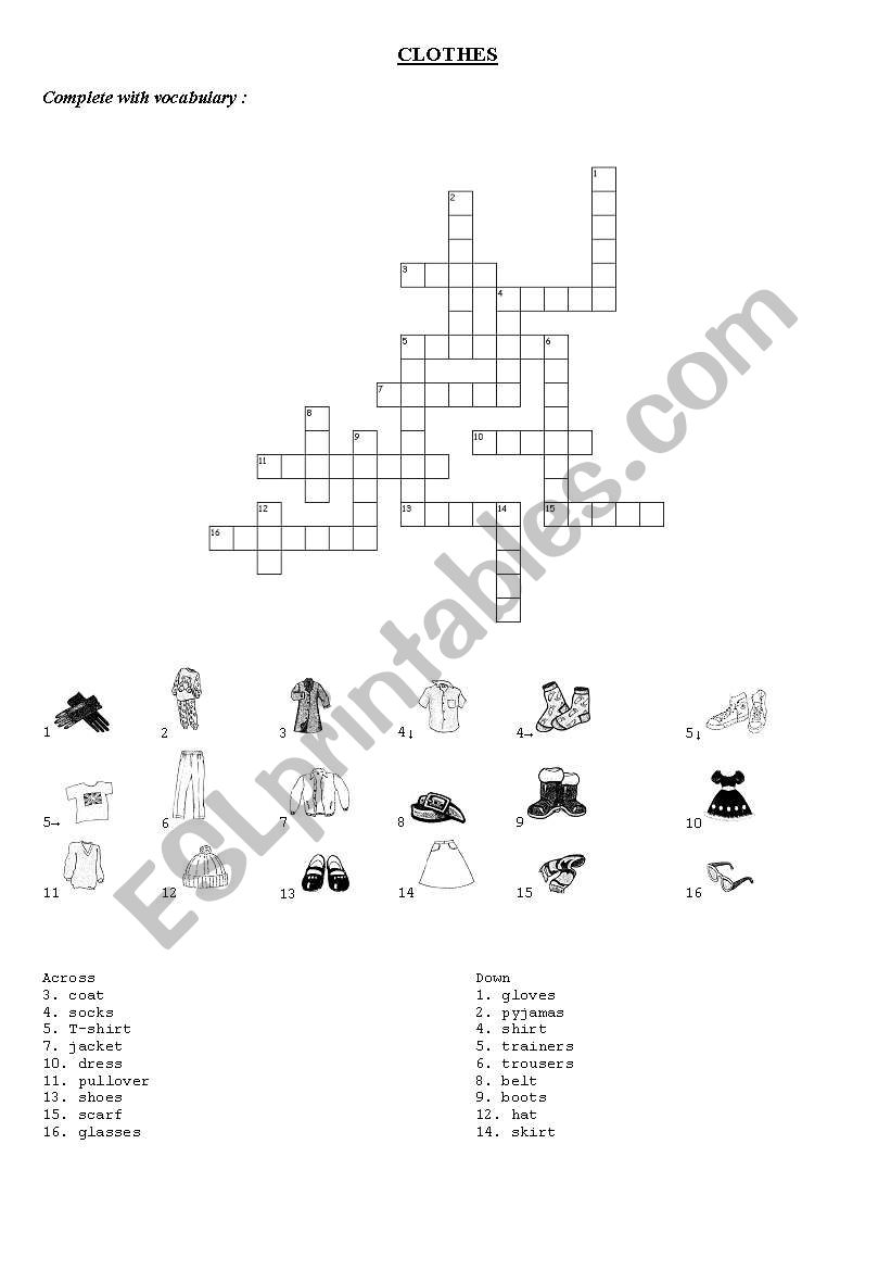 Clothes puzzle worksheet