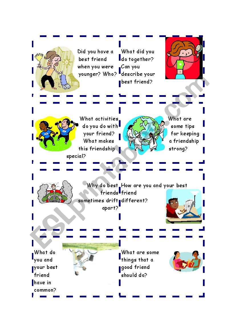 Frienship Conversation Cards worksheet