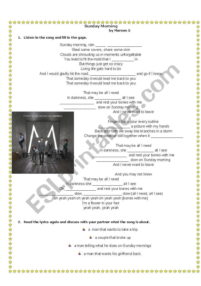 Sunday Morning worksheet