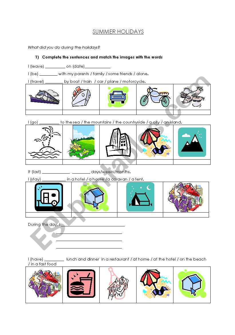 Summer Holidays worksheet