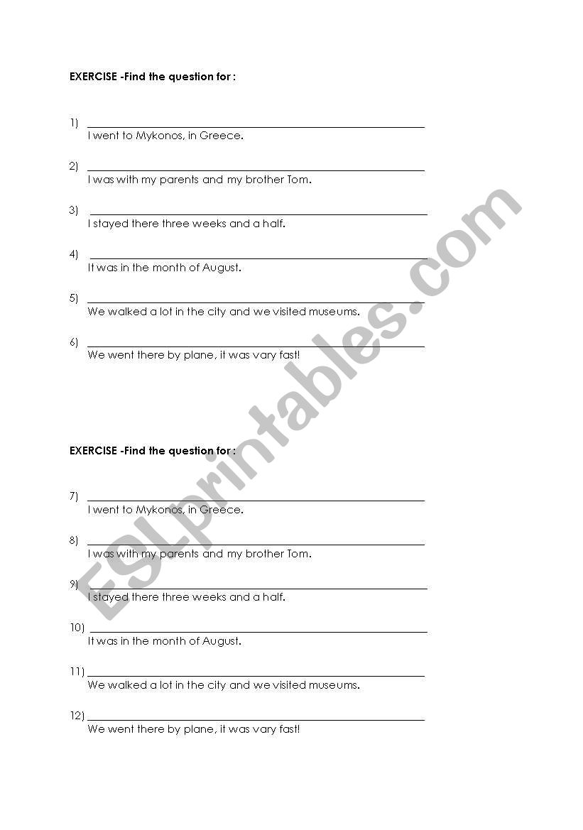 WH- Questions worksheet