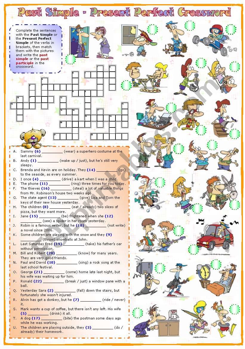 Past simple - Present perfect Crossword