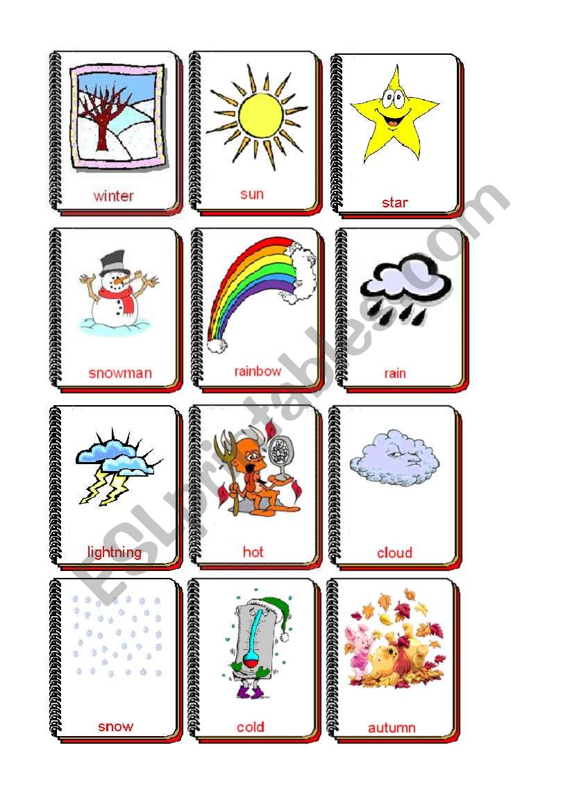 Flashcards weather worksheet
