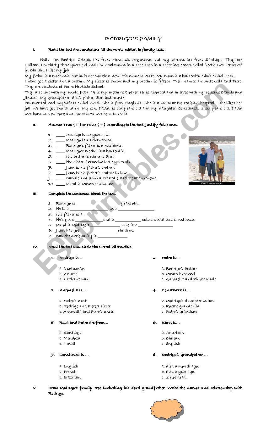 rodrigos family worksheet