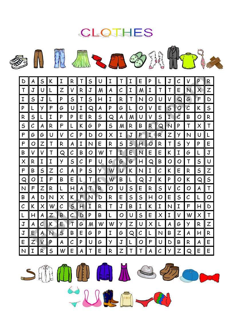 CLOTHES worksheet