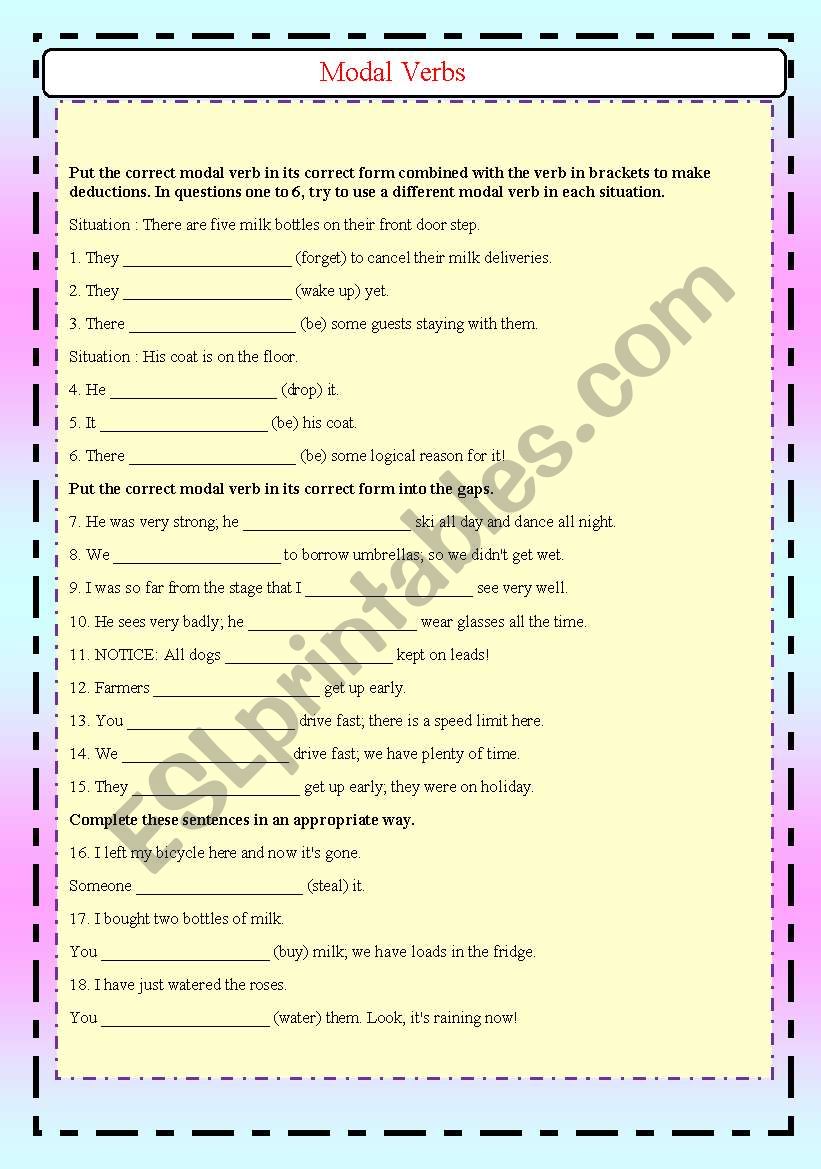 Modal Verbs worksheet