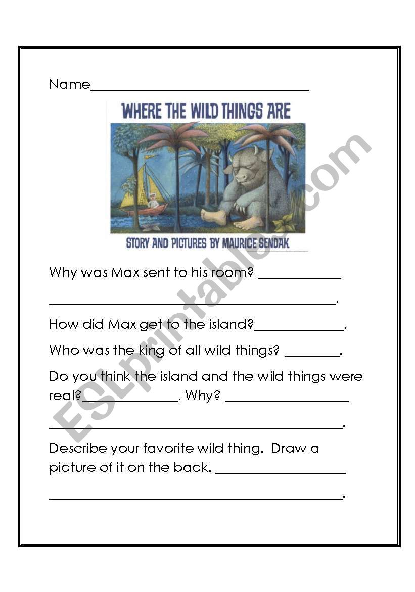 Where the Wild Things Are? worksheet