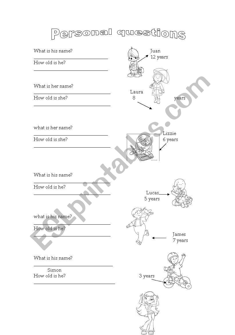 personal questions worksheet