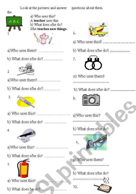 jobs worksheet