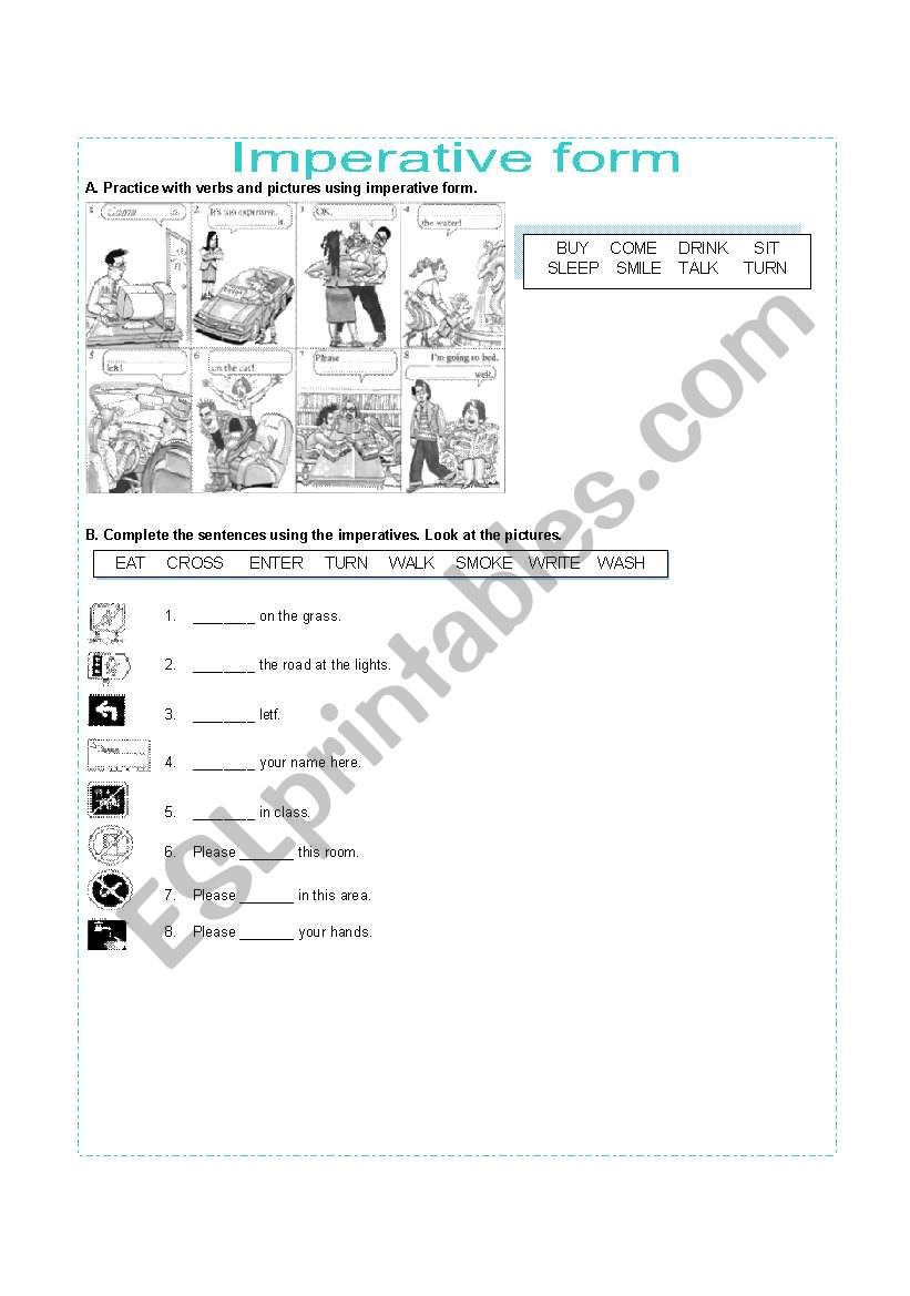 imperative form worksheet