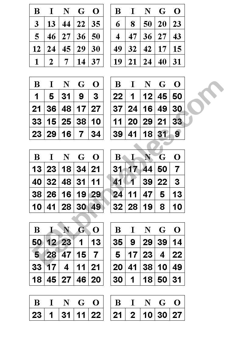 Numbers worksheet