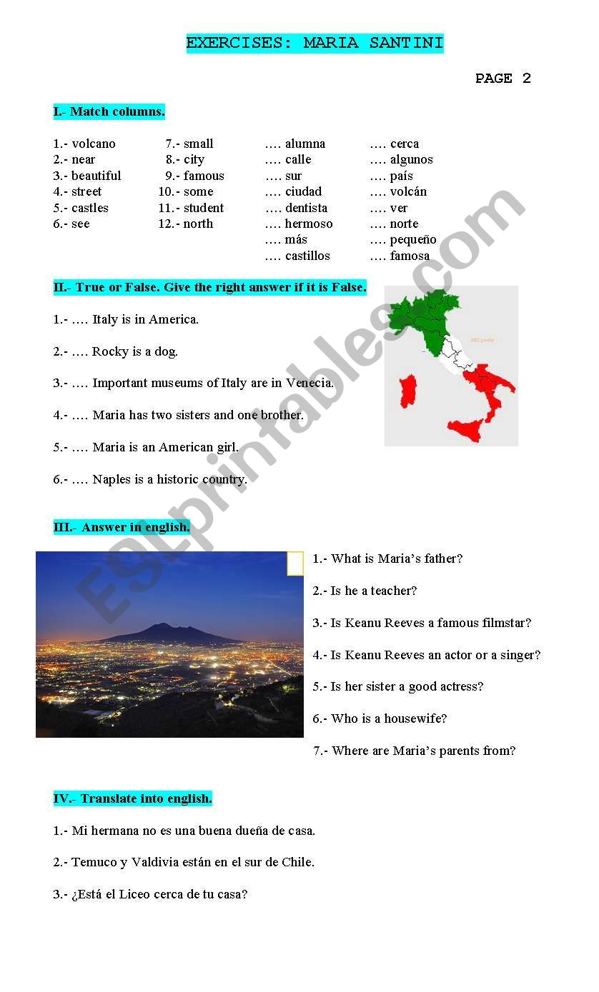 EXERCISES ON A TEXT ABOUT MARIA SANTINI