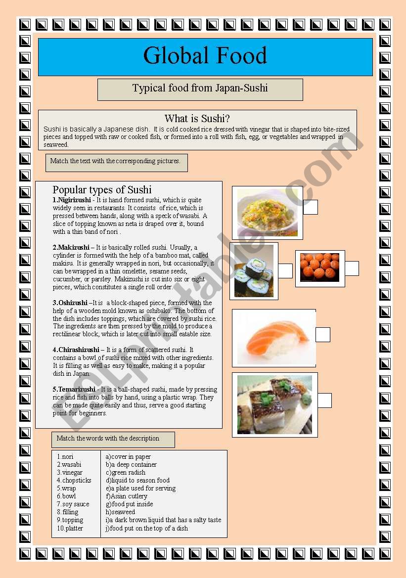 Global Food-Sushi worksheet