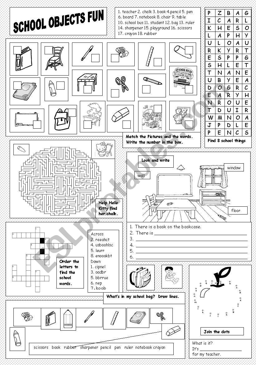 School Objects Fun worksheet