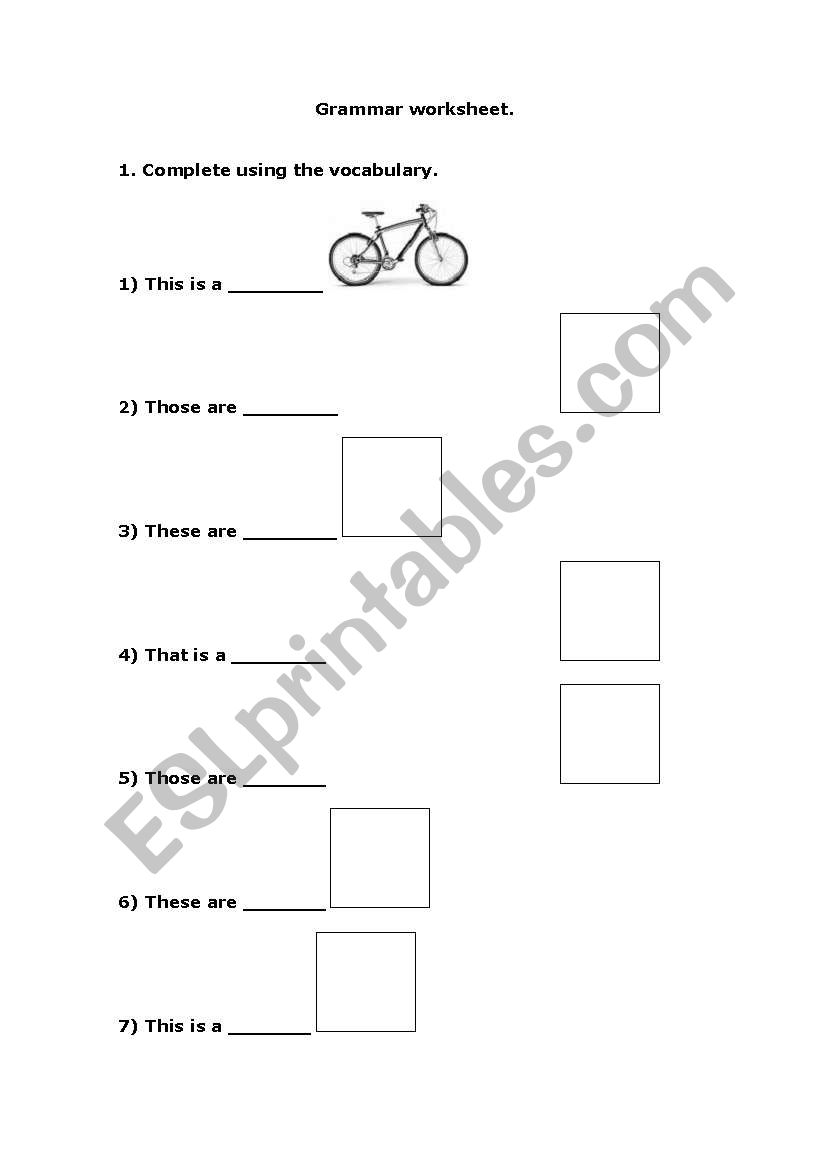 This/that and these/those worksheet