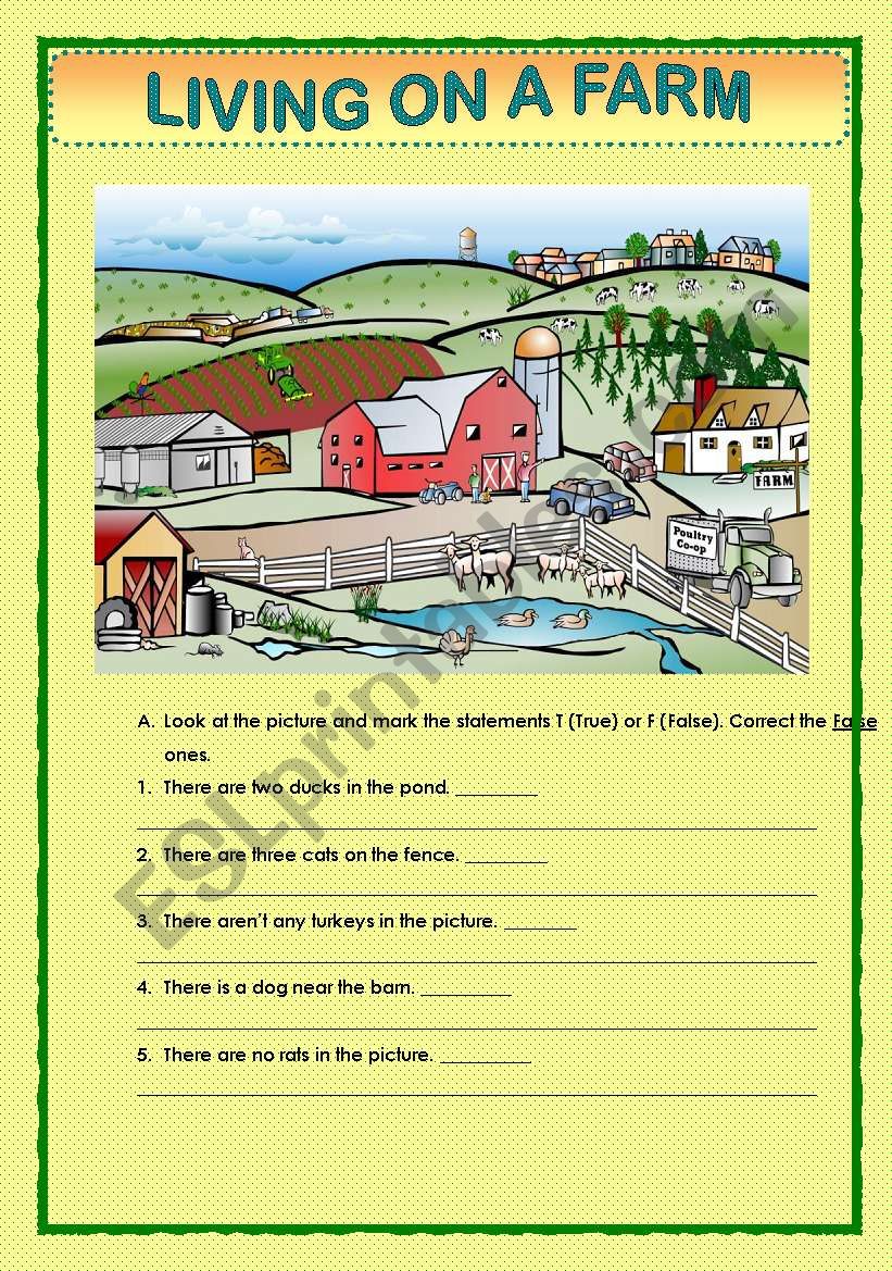 LIVING ON A FARM worksheet