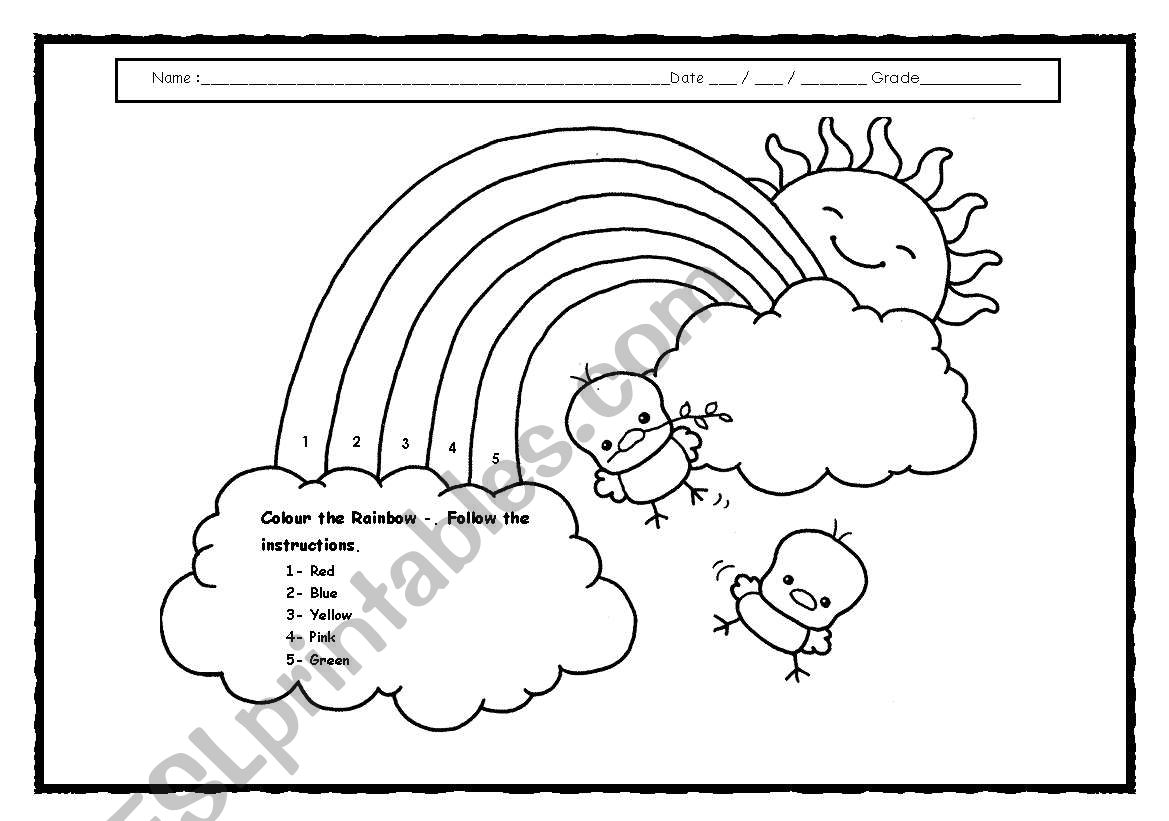 rainbow colour worksheet