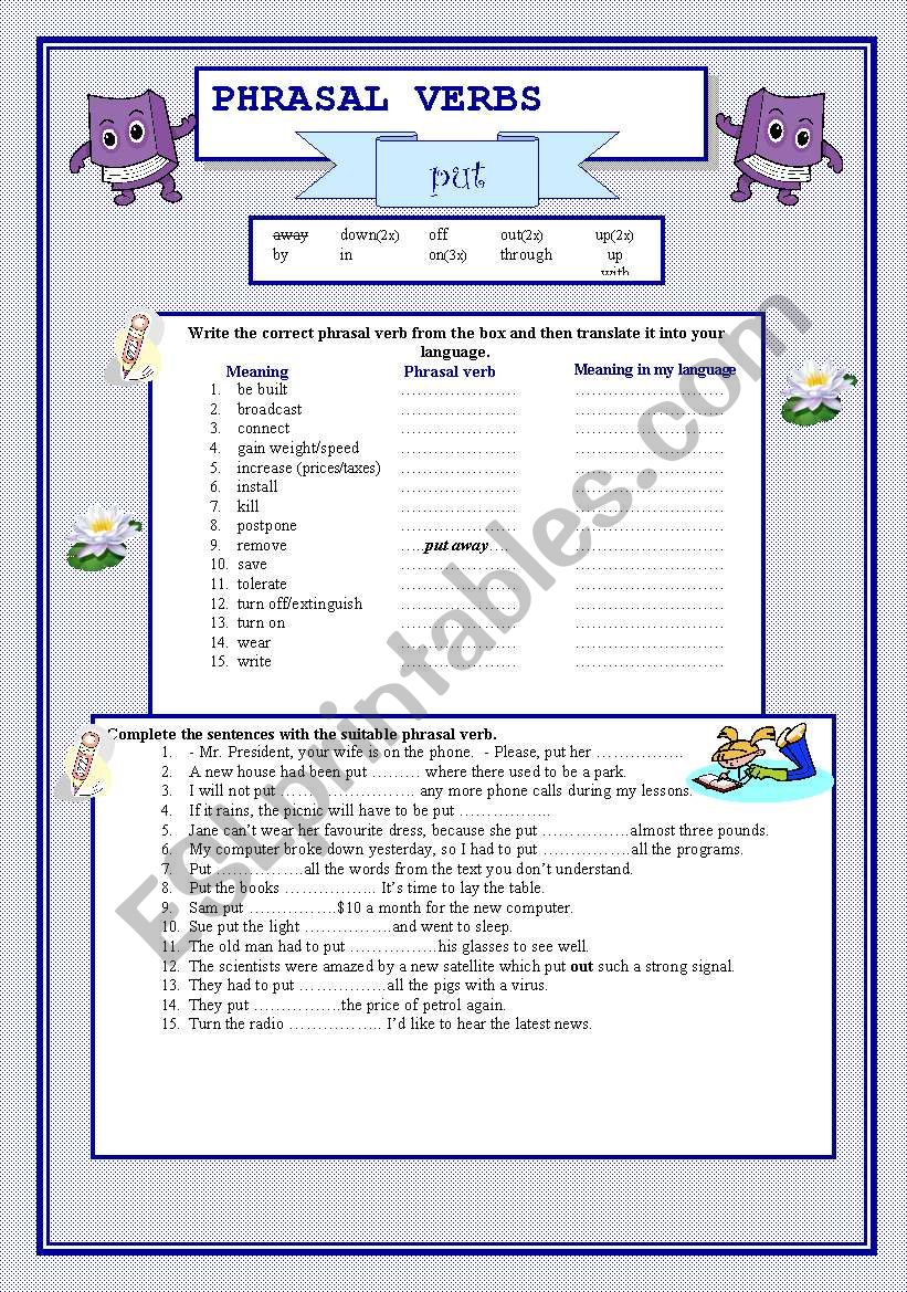 Phrasal verbs-PUT worksheet