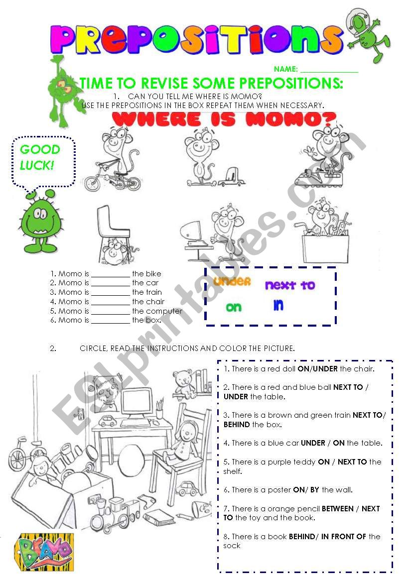 PREPOSITIONS OF PLACE  worksheet